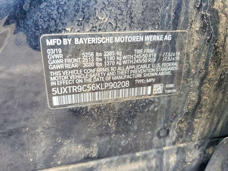 52429386 :رقم المزاد ، 5UXTR9C56KLP90208 vin ، 2019 Bmw X3 مزاد بيع