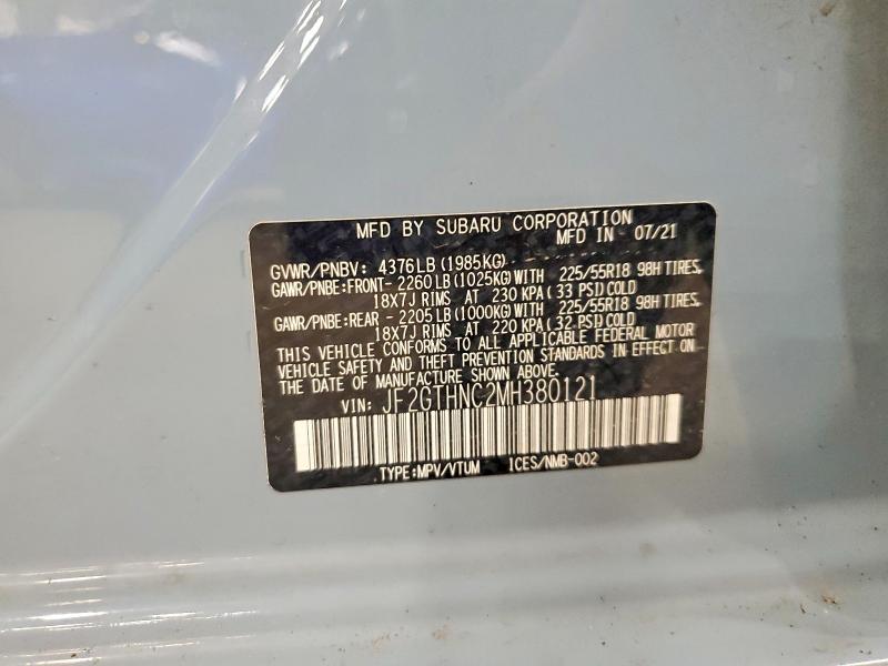 Продаж на аукціоні авто 2021 Subaru Crosstrek, vin: JF2GTHNC2MH380121, номер лоту: 54552656