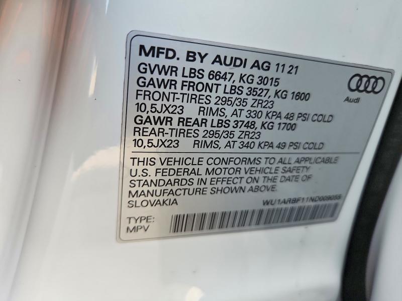 Aukcja sprzedaży 2022 Audi Rs Q8, vin: WU1ARBF11ND009055, numer aukcji: 54539346