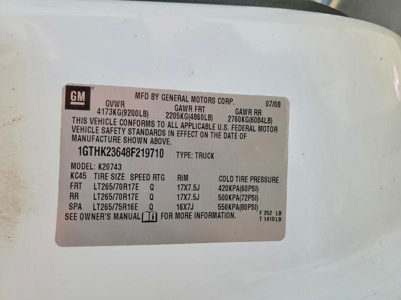 2008 Gmc Sierra მანქანა იყიდება აუქციონზე, vin: 1GTHK23648F219710, აუქციონის ნომერი: 53243716