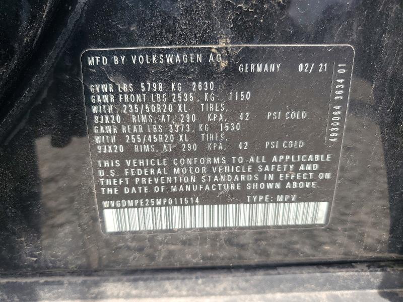 Auction sale of the 2021 Volkswagen Id.4, vin: WVGDMPE25MP011514, lot number: 53938396