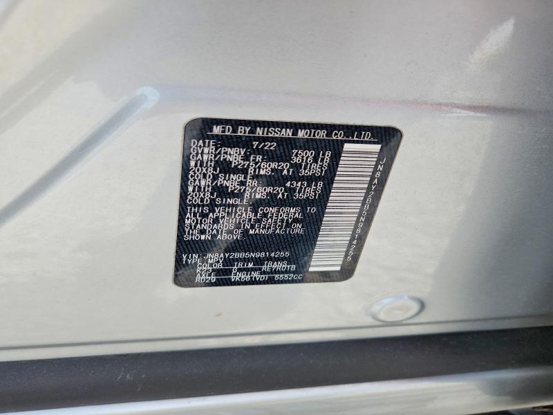 53057646 :رقم المزاد ، JN8AY2BB5N9814255 vin ، 2022 Nissan Armada مزاد بيع