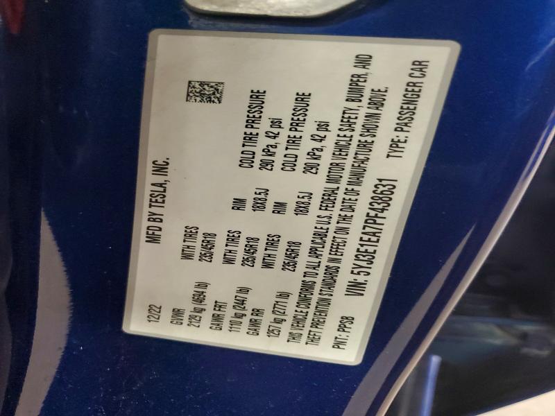 Продажа на аукционе авто 2023 Tesla Model 3, vin: 5YJ3E1EA7PF438631, номер лота: 54911786