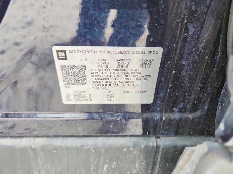 2020 Chevrolet Equinox მანქანა იყიდება აუქციონზე, vin: 3GNAXJEV1LS583824, აუქციონის ნომერი: 52834186