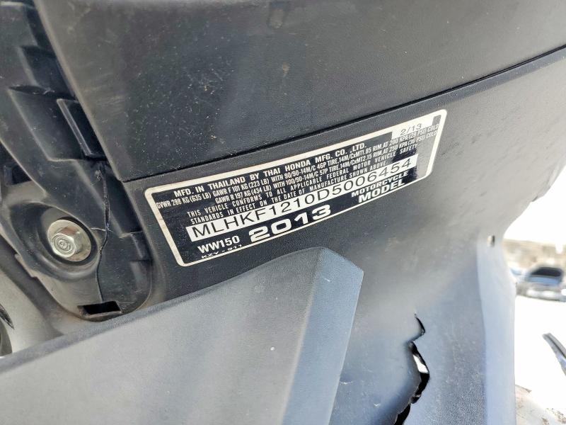 2013 Honda Pcx მანქანა იყიდება აუქციონზე, vin: MLHKF1210D5006454, აუქციონის ნომერი: 54750156