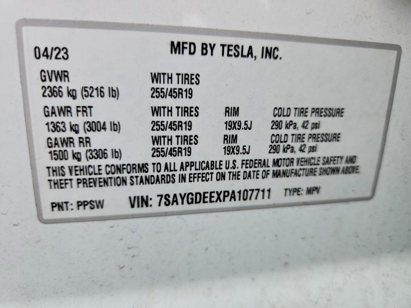 Aukcja sprzedaży 2023 Tesla Model Y, vin: 7SAYGDEEXPA107711, numer aukcji: 52299846