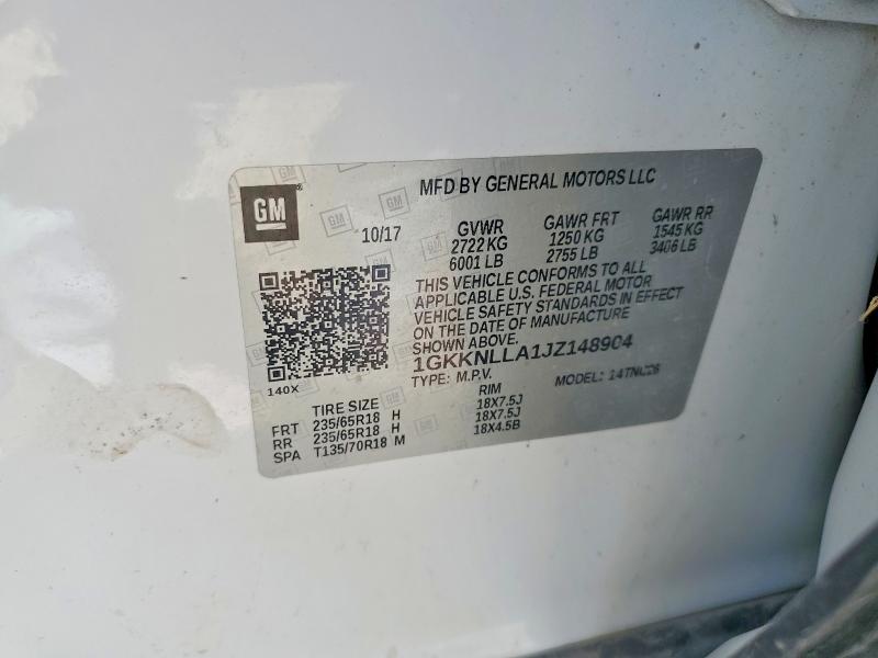 2018 Gmc Acadia მანქანა იყიდება აუქციონზე, vin: 1GKKNLLA1JZ148904, აუქციონის ნომერი: 52324546