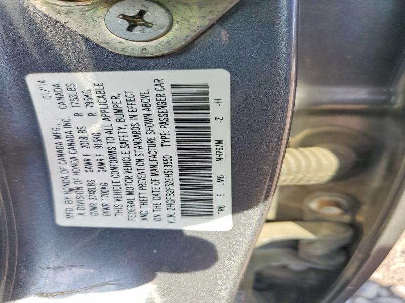 51303196 :رقم المزاد ، 2HGFB2F52EH513550 vin ، 2014 Honda Civic مزاد بيع