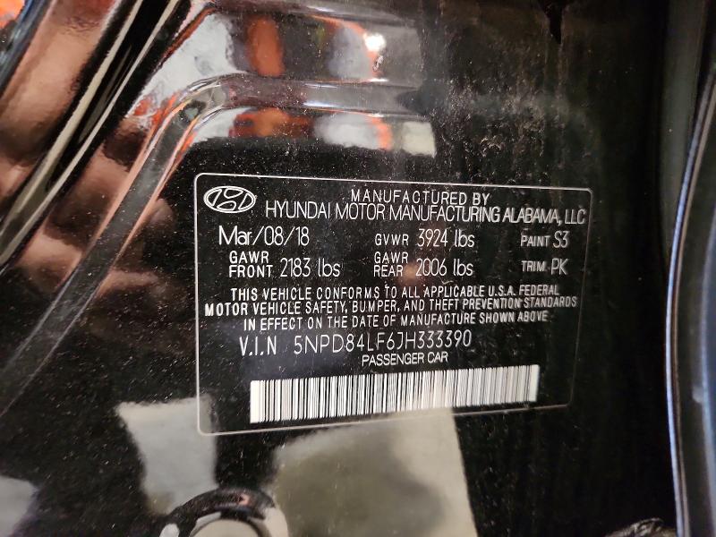 2018 Hyundai Elantra მანქანა იყიდება აუქციონზე, vin: 5NPD84LF6JH333390, აუქციონის ნომერი: 54332006