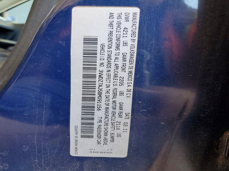 Aukcja sprzedaży 2011 Volkswagen Jetta, vin: 3VWDZ7AJ5BM091156, numer aukcji: 52847586