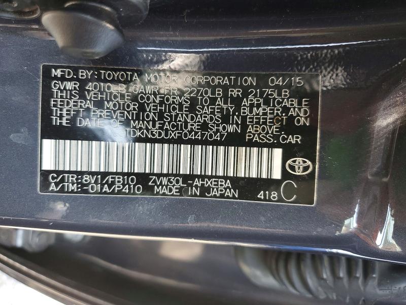 2015 Toyota Prius მანქანა იყიდება აუქციონზე, vin: JTDKN3DUXF0447047, აუქციონის ნომერი: 53653246