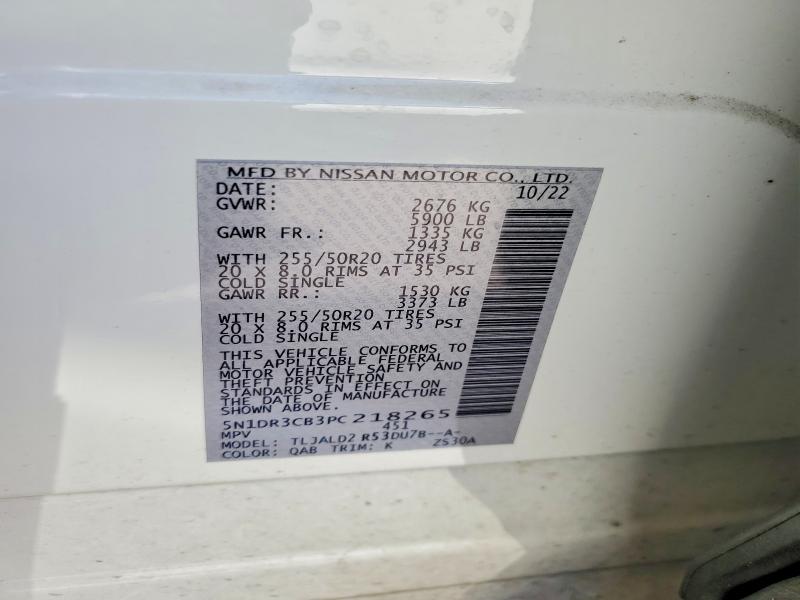 Продаж на аукціоні авто 2023 Nissan Pathfinder, vin: 5N1DR3CB3PC218265, номер лоту: 54343696