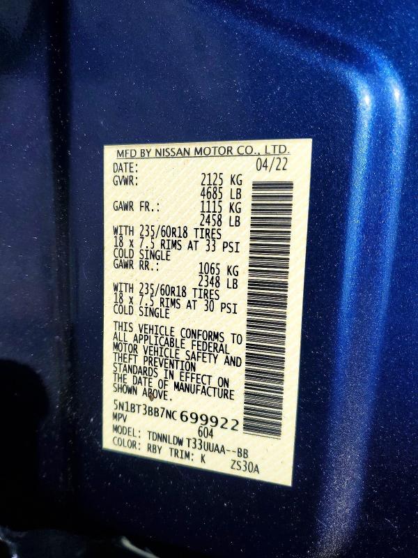 Продаж на аукціоні авто 2022 Nissan Rogue, vin: 5N1BT3BB7NC699922, номер лоту: 53614686