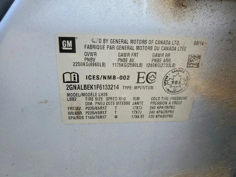 53937786 :رقم المزاد ، 2GNALBEK1F6133214 vin ، 2015 Chevrolet Equinox مزاد بيع