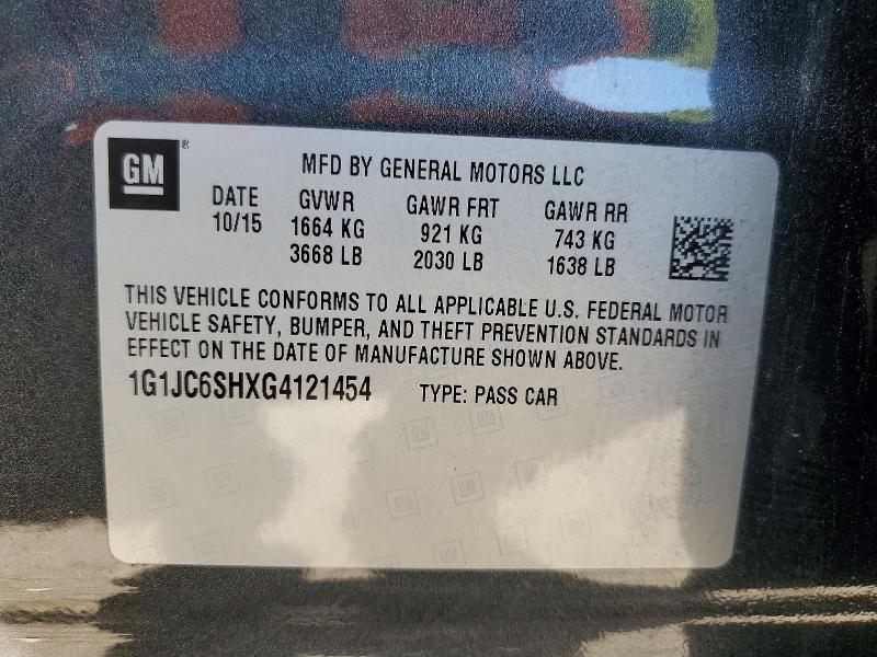 Продаж на аукціоні авто 2016 Chevrolet Sonic, vin: 1G1JC6SHXG4121454, номер лоту: 52342796