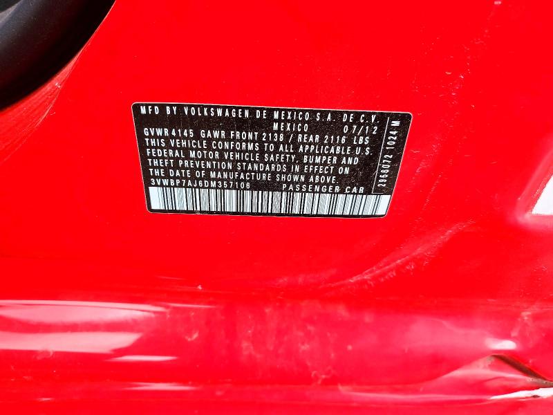 Aukcja sprzedaży 2013 Volkswagen Jetta, vin: 3VWBP7AJ6DM357106, numer aukcji: 52739316