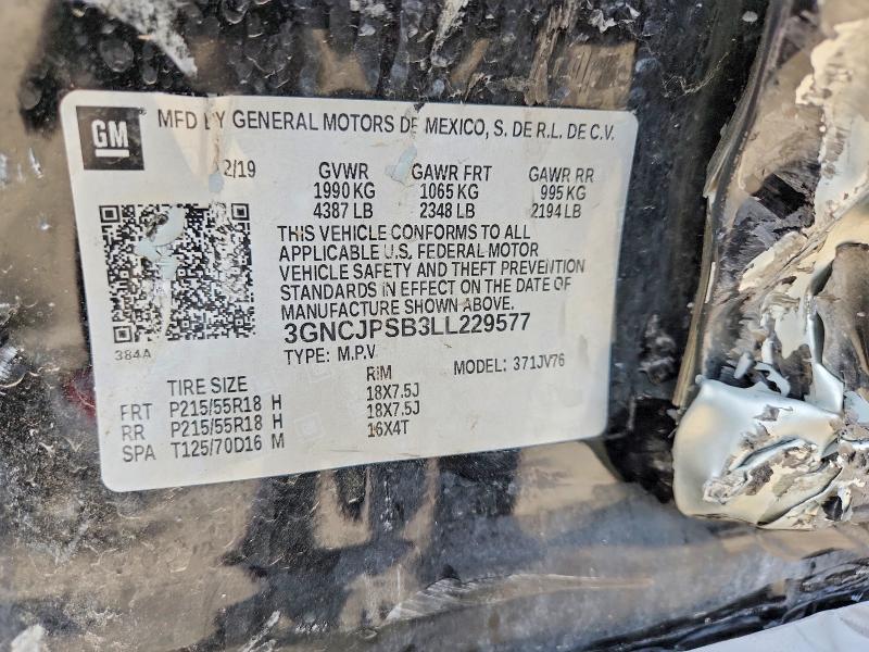 Продажа на аукционе авто 2020 Chevrolet Trax, vin: 3GNCJPSB3LL229577, номер лота: 53183156