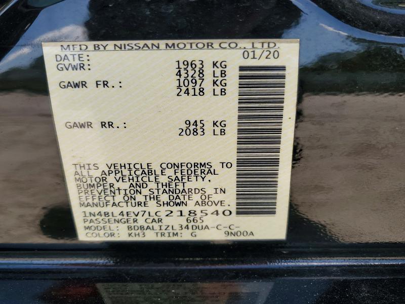 Продажа на аукционе авто 2020 Nissan Altima, vin: 1N4BL4EV7LC218540, номер лота: 53043546