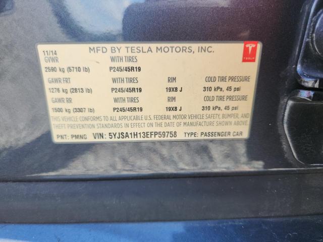 2014 Tesla Model S მანქანა იყიდება აუქციონზე, vin: 5YJSA1H13EFP59758, აუქციონის ნომერი: 53717286