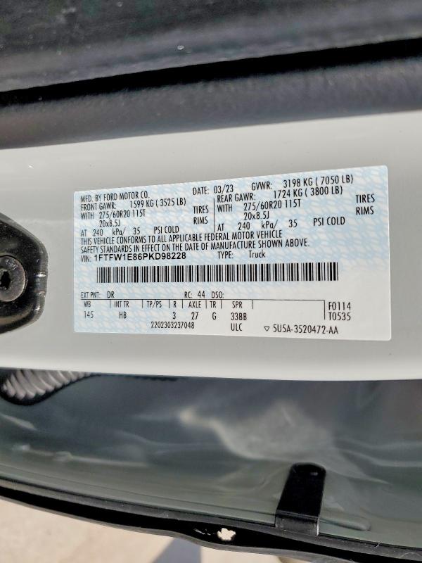 Aukcja sprzedaży 2023 Ford F150, vin: 1FTFW1E86PKD98228, numer aukcji: 53022036