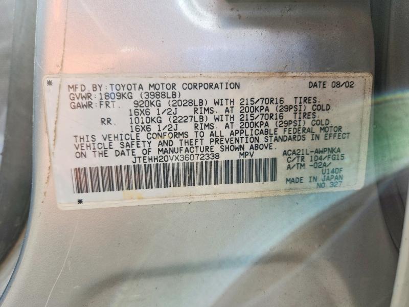 Продаж на аукціоні авто 2003 Toyota Rav4, vin: JTEHH20VX36072338, номер лоту: 52825926