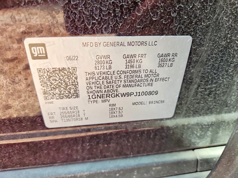 52350856 :رقم المزاد ، 1GNERGKW9PJ100809 vin ، 2023 Chevrolet Traverse مزاد بيع