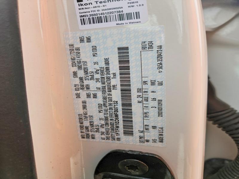 52482276 :رقم المزاد ، 1FTFW1ED6MFB07132 vin ، 2021 Ford F150 مزاد بيع