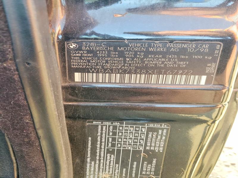 54590516 :رقم المزاد ، WBABK7338XET67272 vin ، 1999 Bmw 328 مزاد بيع