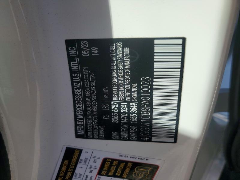 54262166 :رقم المزاد ، 4JGGM1CB8PA010023 vin ، 2023 Mercedes-benz Eqe Suv مزاد بيع