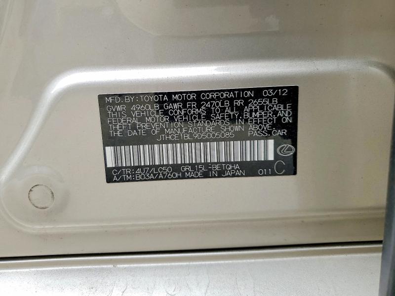 Продаж на аукціоні авто 2013 Lexus Gs, vin: JTHCE1BL9D5005085, номер лоту: 52440136
