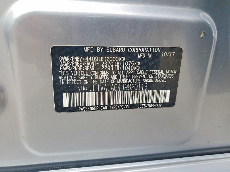 53244816 :رقم المزاد ، JF1VA1A64J9820113 vin ، 2018 Subaru Wrx مزاد بيع
