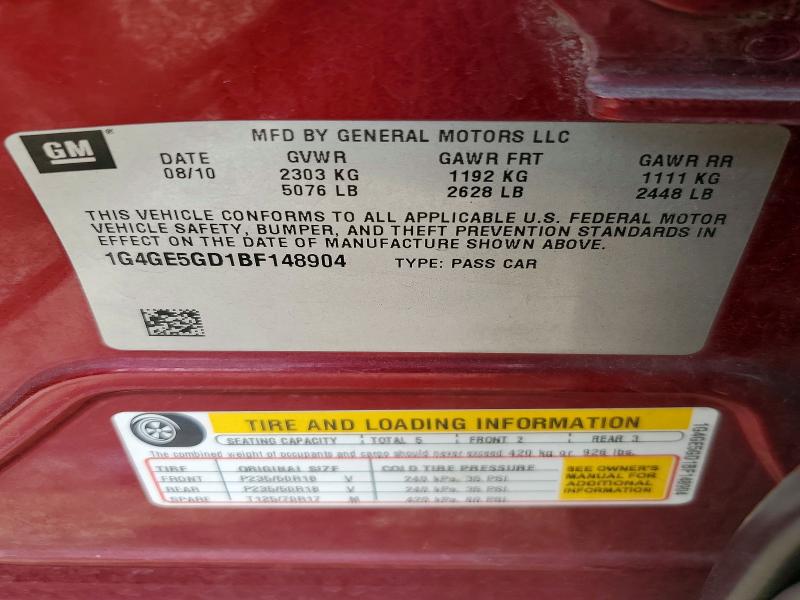 Aukcja sprzedaży 2011 Buick Lacrosse, vin: 1G4GE5GD1BF148904, numer aukcji: 54807566
