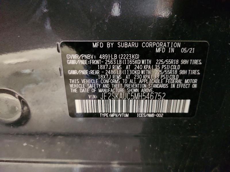 Продажа на аукционе авто 2021 Subaru Forester, vin: JF2SKAUC5MH546752, номер лота: 53317986