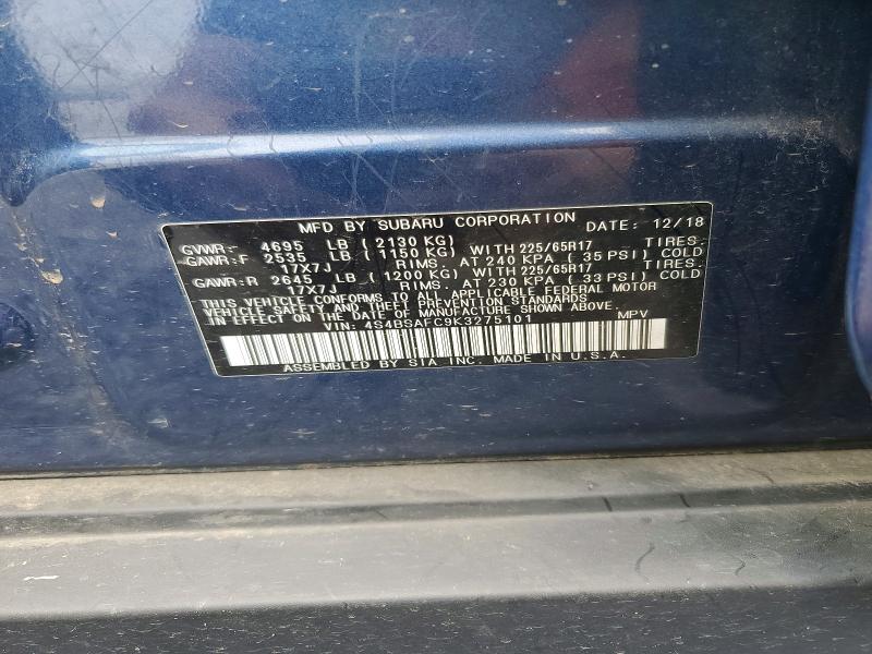 Aukcja sprzedaży 2019 Subaru Outback, vin: 4S4BSAFC9K3275101, numer aukcji: 55540876