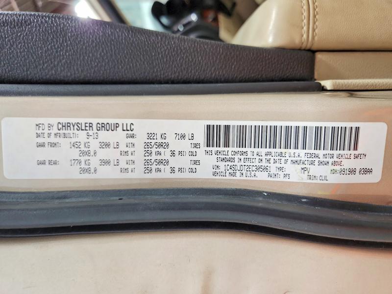54922036 :رقم المزاد ، 1C4SDJDT2EC305061 vin ، 2014 Dodge Durango مزاد بيع