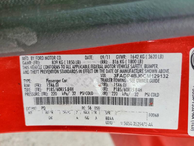 Продаж на аукціоні авто 2012 Ford Fiesta, vin: 3FADP4BJ0CM129132, номер лоту: 53877896