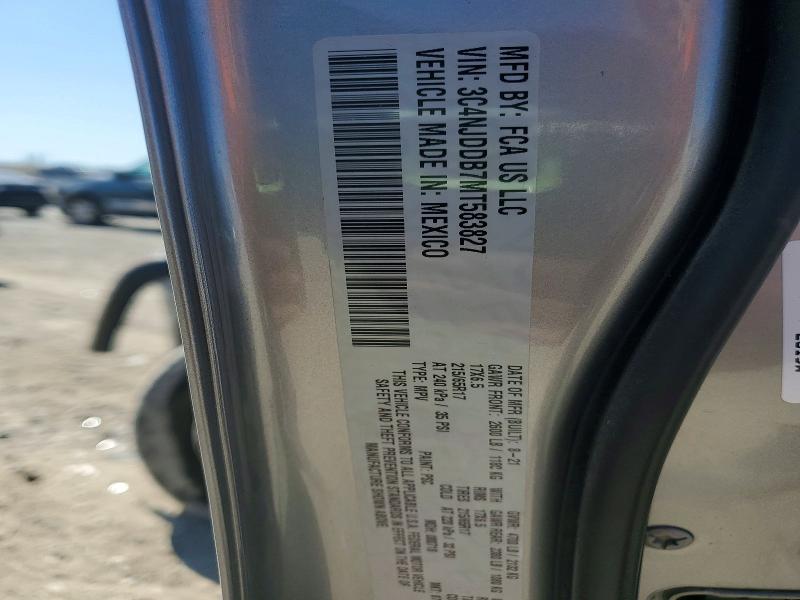 2021 Jeep Compass მანქანა იყიდება აუქციონზე, vin: 3C4NJDDB7MT583827, აუქციონის ნომერი: 52937006