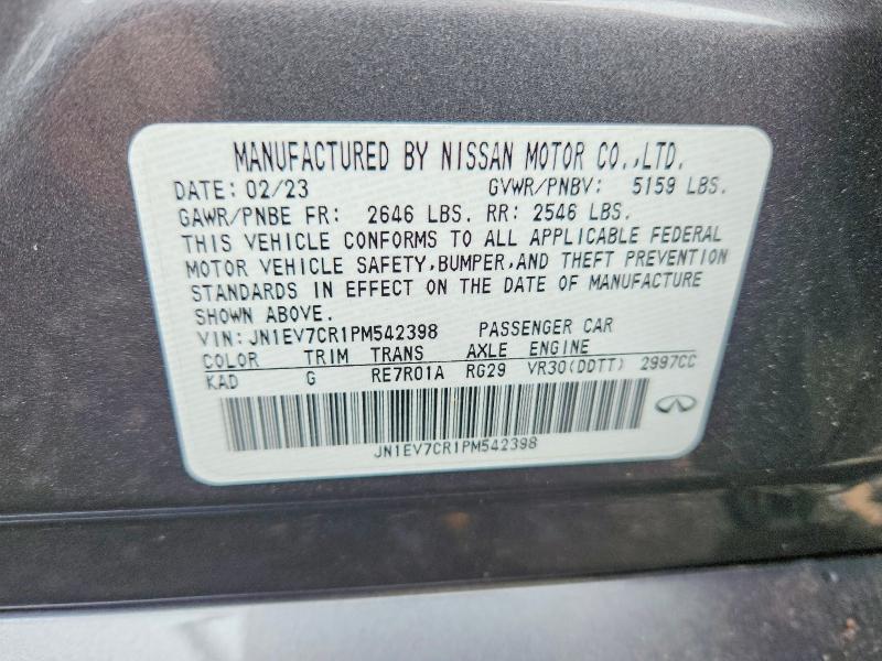 53480946 :رقم المزاد ، JN1EV7CR1PM542398 vin ، 2023 Infiniti Q50 مزاد بيع