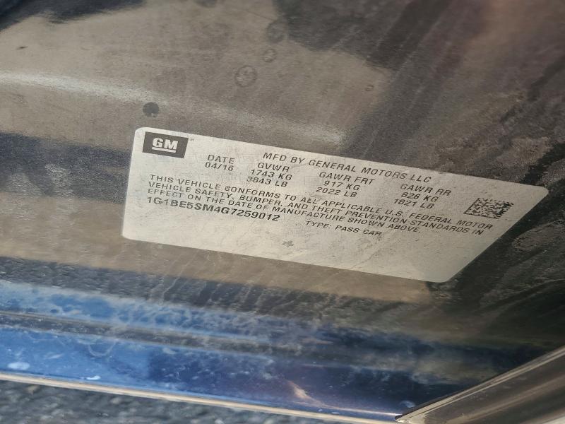 2016 Chevrolet Cruze მანქანა იყიდება აუქციონზე, vin: 1G1BE5SM4G7259012, აუქციონის ნომერი: 55221866
