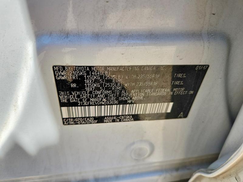 54836246 :رقم المزاد ، 2T3DFREV0HW593696 vin ، 2017 Toyota Rav4 مزاد بيع