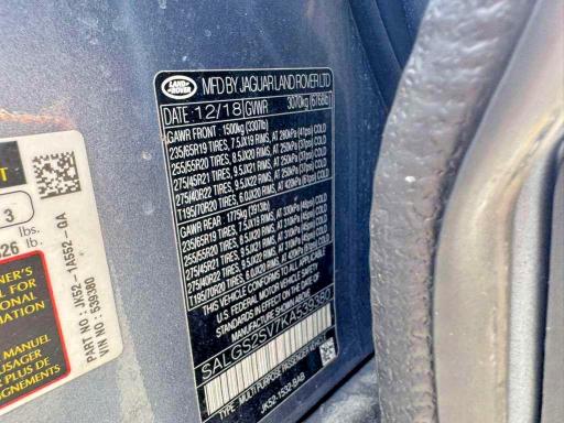 Aukcja sprzedaży 2019 Land Rover Range Rover, vin: SALGS2SV7KA539380, numer aukcji: 55993556
