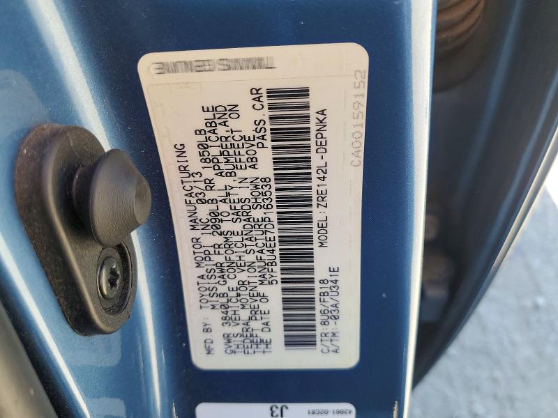 53302396 :رقم المزاد ، 5YFBU4EE7DP163538 vin ، 2013 Toyota Corolla مزاد بيع