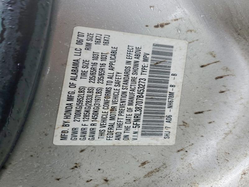 Продаж на аукціоні авто 2007 Honda Odyssey, vin: 5FNRL38707B453273, номер лоту: 53660806