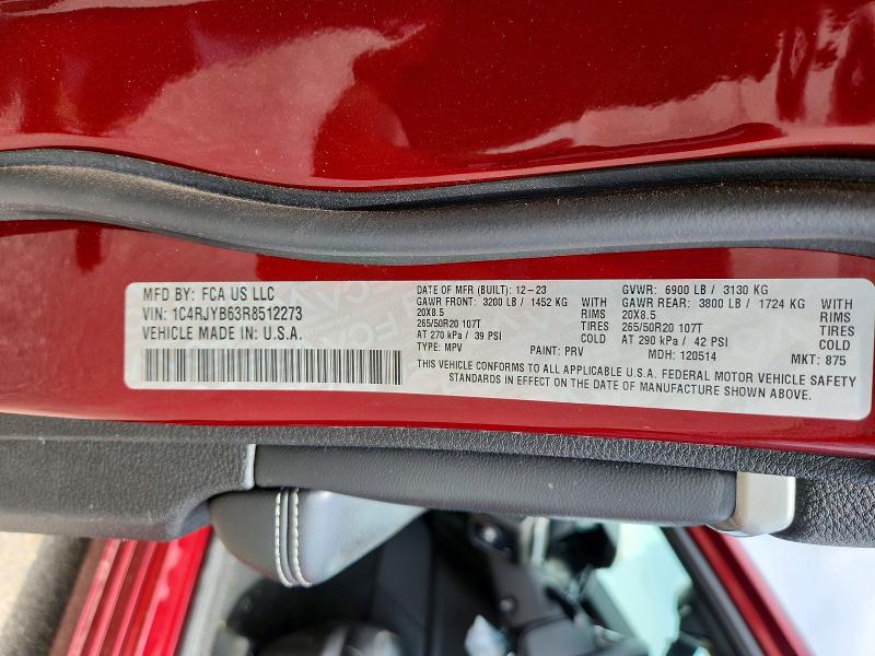 53253366 :رقم المزاد ، 1C4RJYB63R8512273 vin ، 2024 Jeep Grand Cherokee مزاد بيع