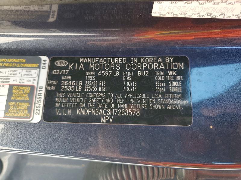 55042976 :رقم المزاد ، KNDPN3AC3H7263578 vin ، 2017 Kia Sportage مزاد بيع