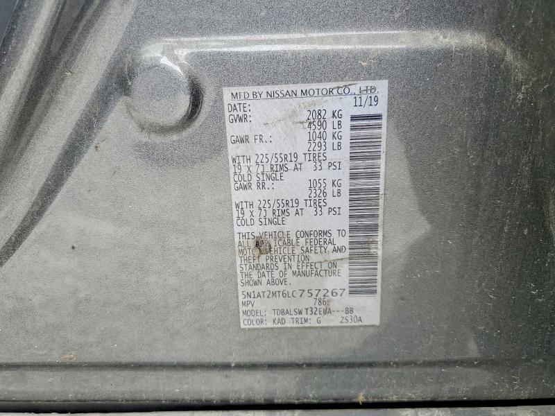 55313796 :رقم المزاد ، 5N1AT2MT6LC757267 vin ، 2020 Nissan Rogue مزاد بيع