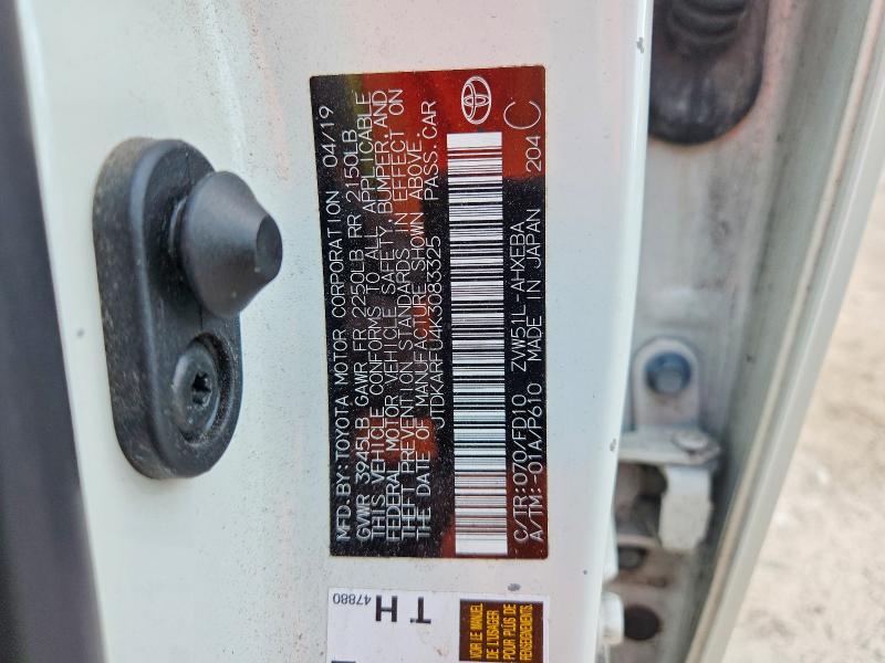 53712466 :رقم المزاد ، JTDKARFU4K3083325 vin ، 2019 Toyota Prius مزاد بيع