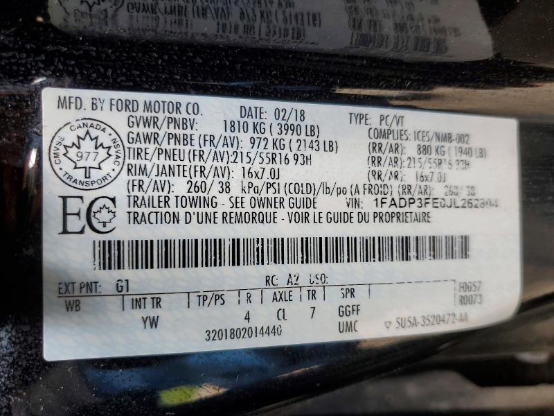 Aukcja sprzedaży 2018 Ford Focus, vin: 1FADP3FE0JL262804, numer aukcji: 53428016