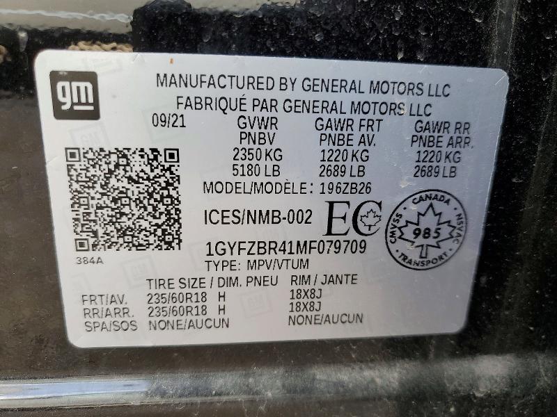 53304236 :رقم المزاد ، 1GYFZBR41MF079709 vin ، 2021 Cadillac Xt4 مزاد بيع