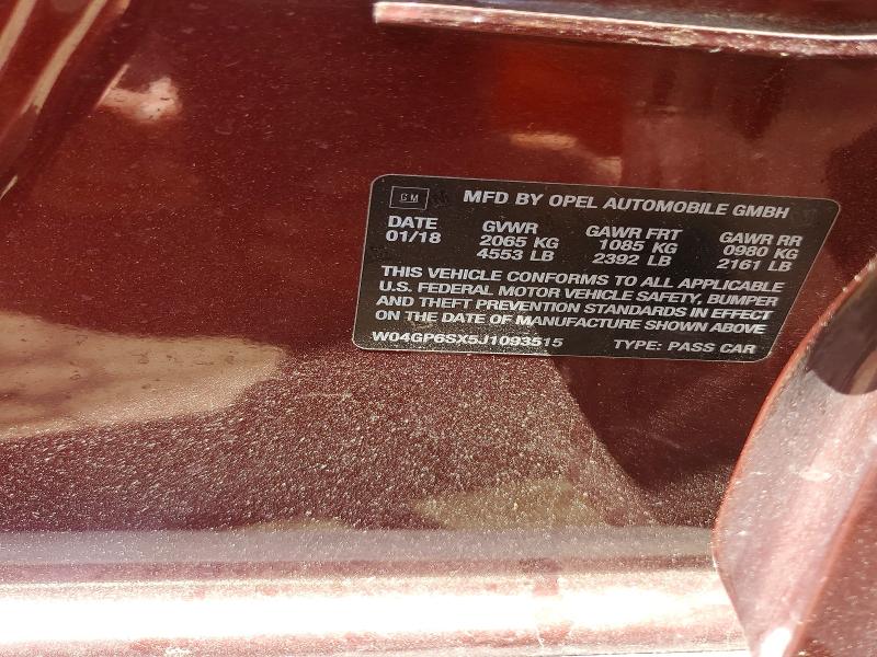 Продажа на аукционе авто 2018 Buick Regal, vin: W04GP6SX5J1093515, номер лота: 54502756